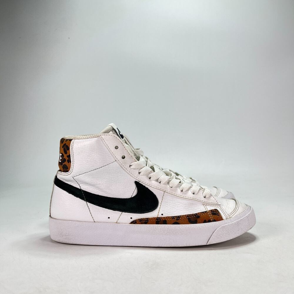 Nike Blazer Mid '77 GS White Leopard Lifestyle Sneakers DJ4603-100 Youth Size 6Y
